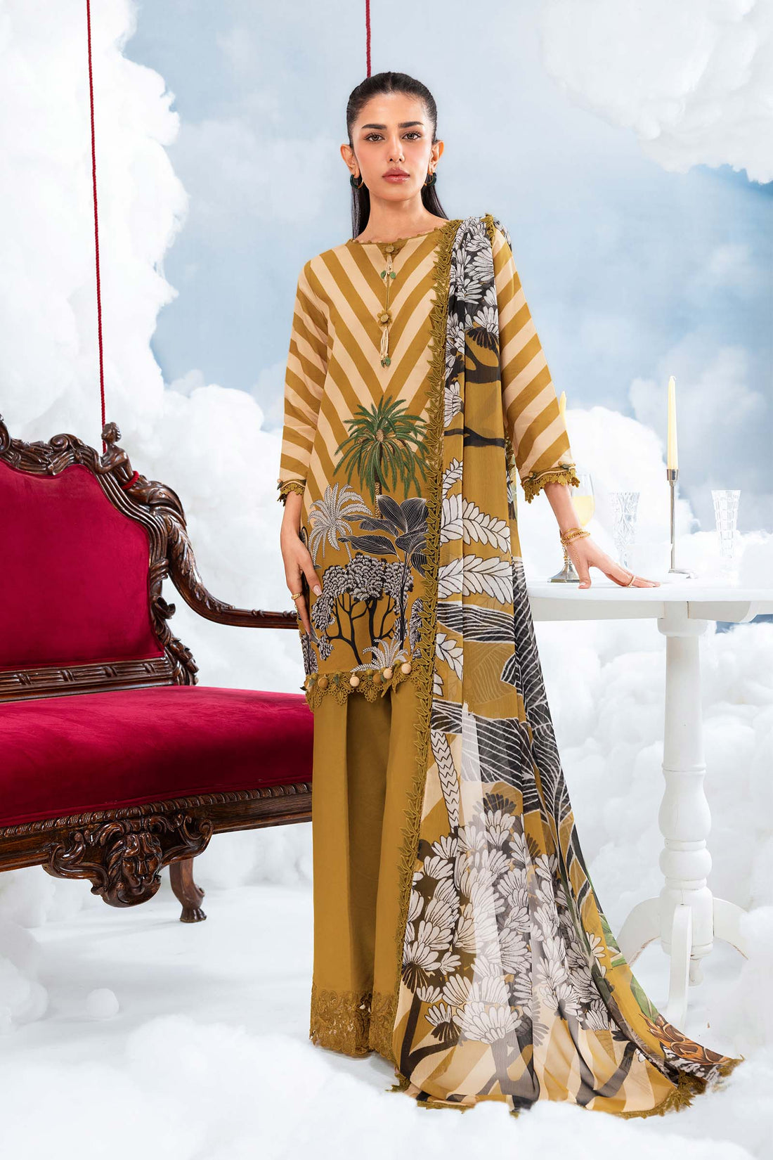 Maria B | M Basics Dreamscape Eid Lawn | MB-CUSV14-08A - by Libasekhas UK - Registered Vendor of : Maria B - 100% Original Designer Dress