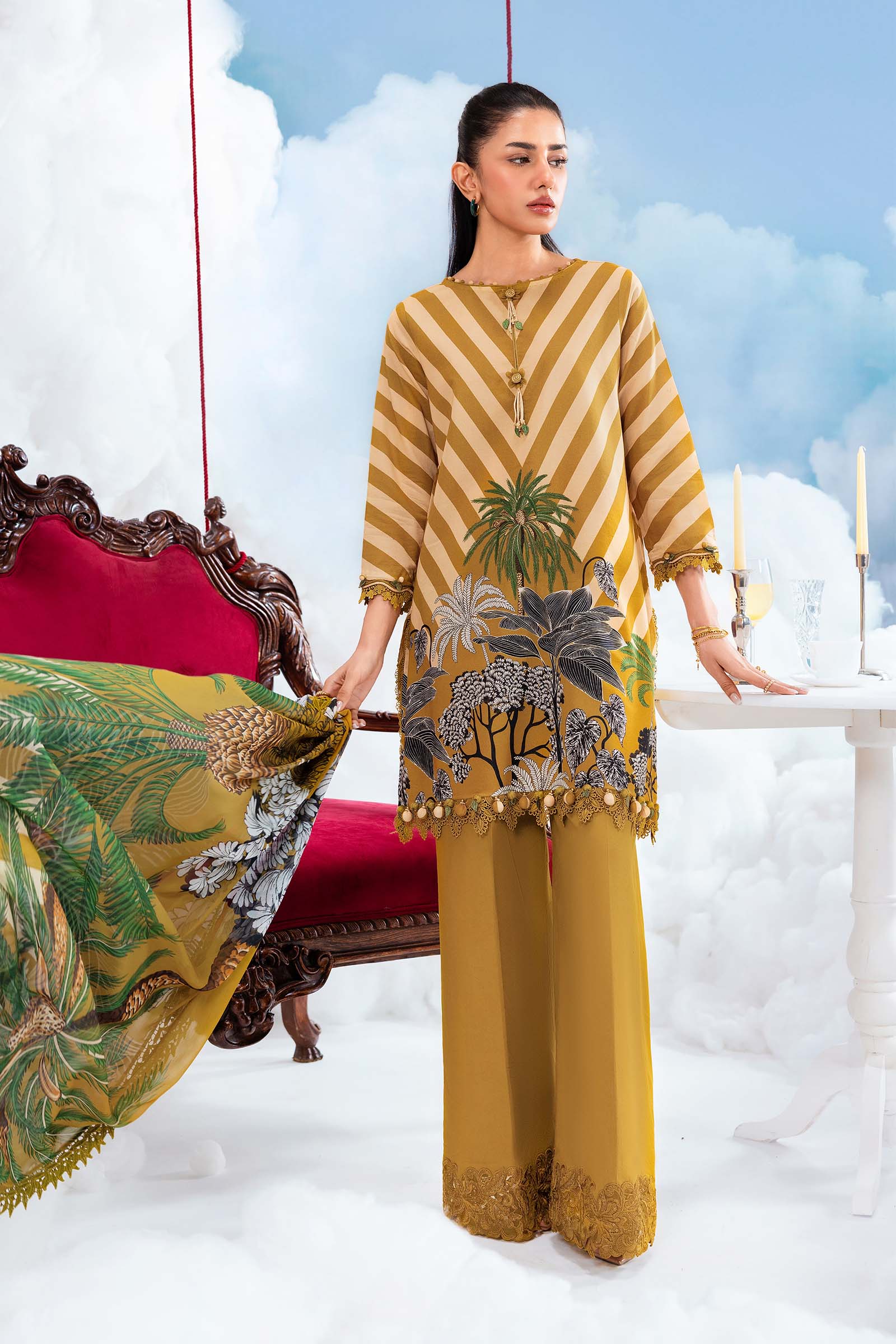 Maria B | M Basics Dreamscape Eid Lawn | MB-CUSV14-08A - by Libasekhas UK - Registered Vendor of : Maria B - 100% Original Designer Dress