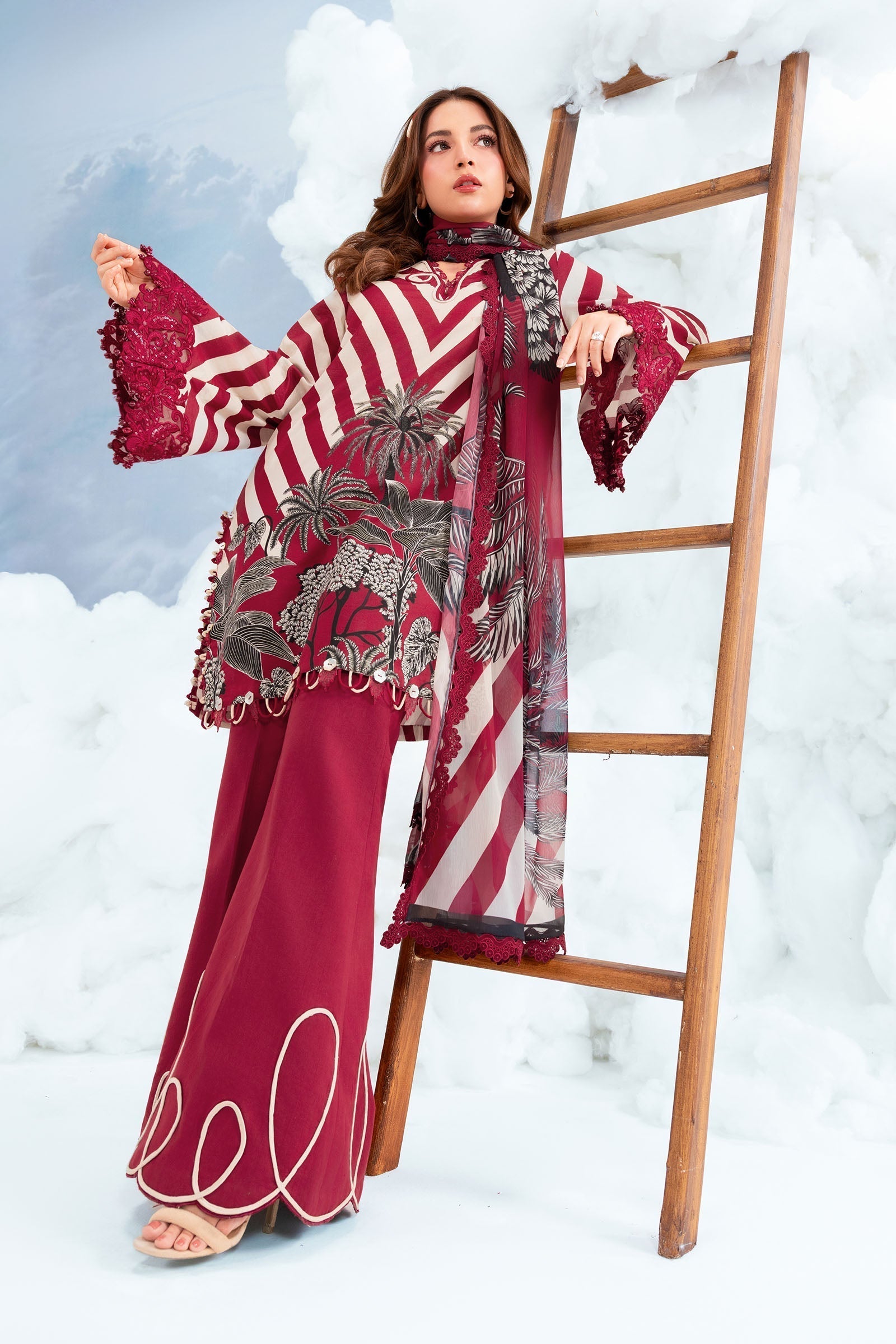 Maria B | M Basics Dreamscape Eid Lawn | MB-CUSV14-08B - by Libasekhas UK - Registered Vendor of : Maria B - 100% Original Designer Dress