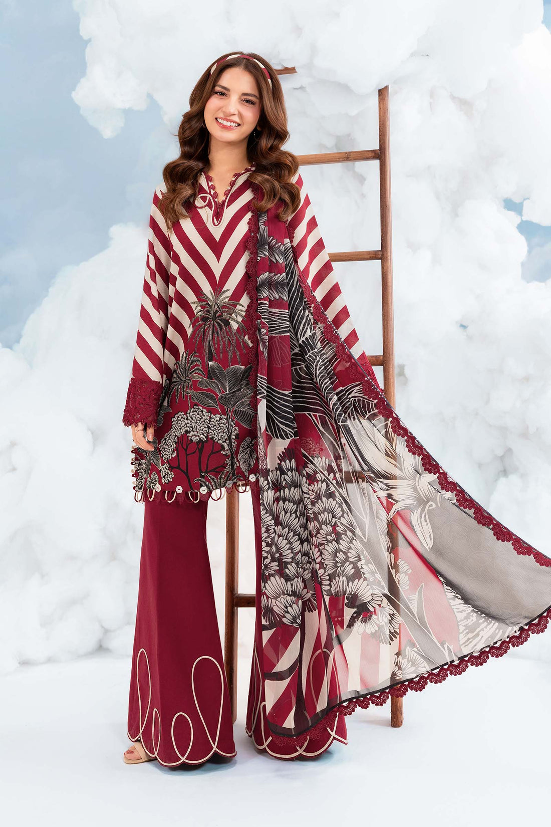 Maria B | M Basics Dreamscape Eid Lawn | MB-CUSV14-08B - by Libasekhas UK - Registered Vendor of : Maria B - 100% Original Designer Dress