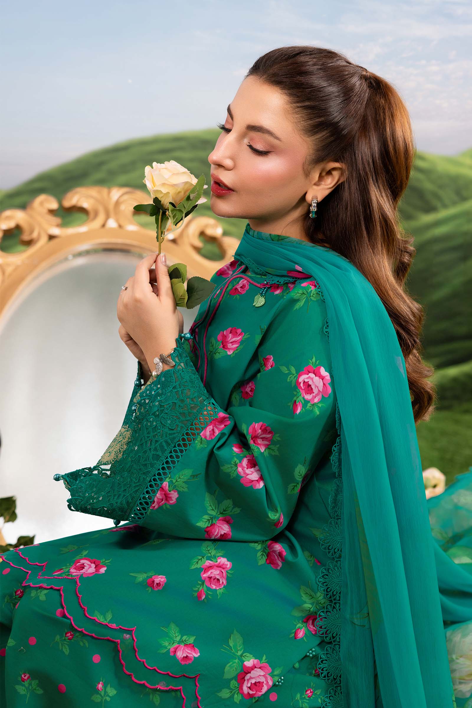 Maria B | M Basics Dreamscape Eid Lawn | MB-CUSV14-09A - by Libasekhas UK - Registered Vendor of : Maria B - 100% Original Designer Dress