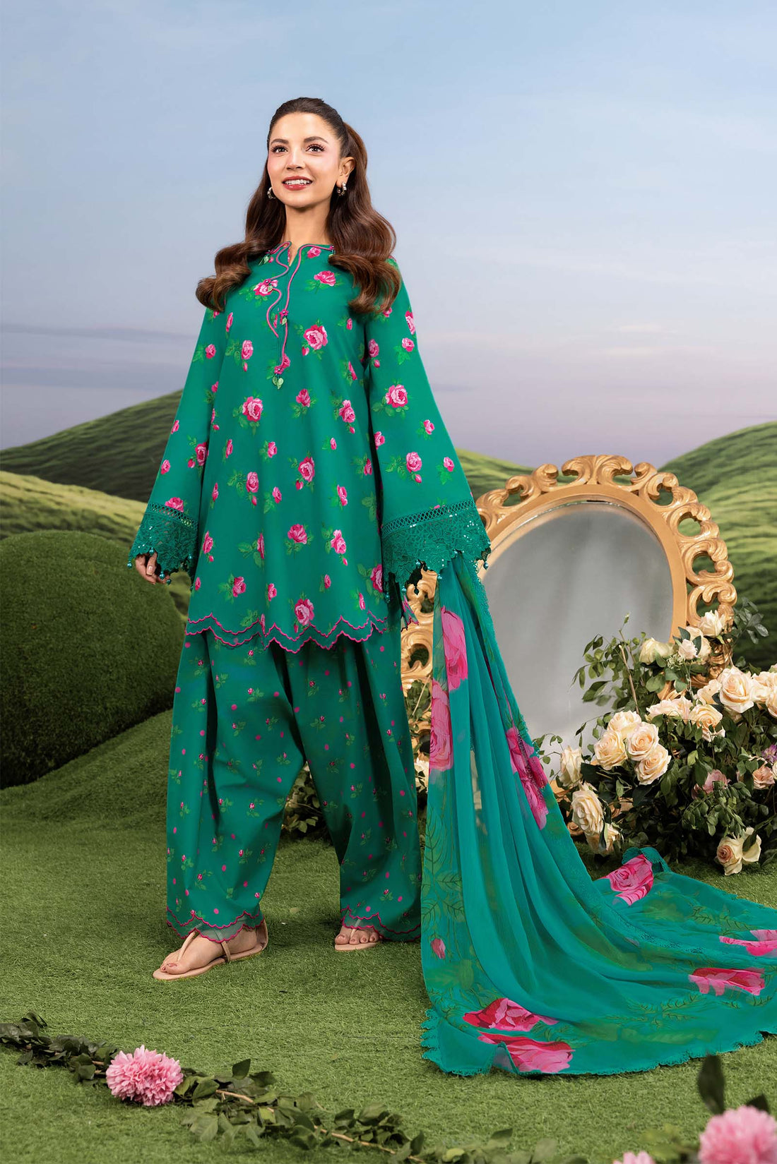 Maria B | M Basics Dreamscape Eid Lawn | MB-CUSV14-09A - by Libasekhas UK - Registered Vendor of : Maria B - 100% Original Designer Dress
