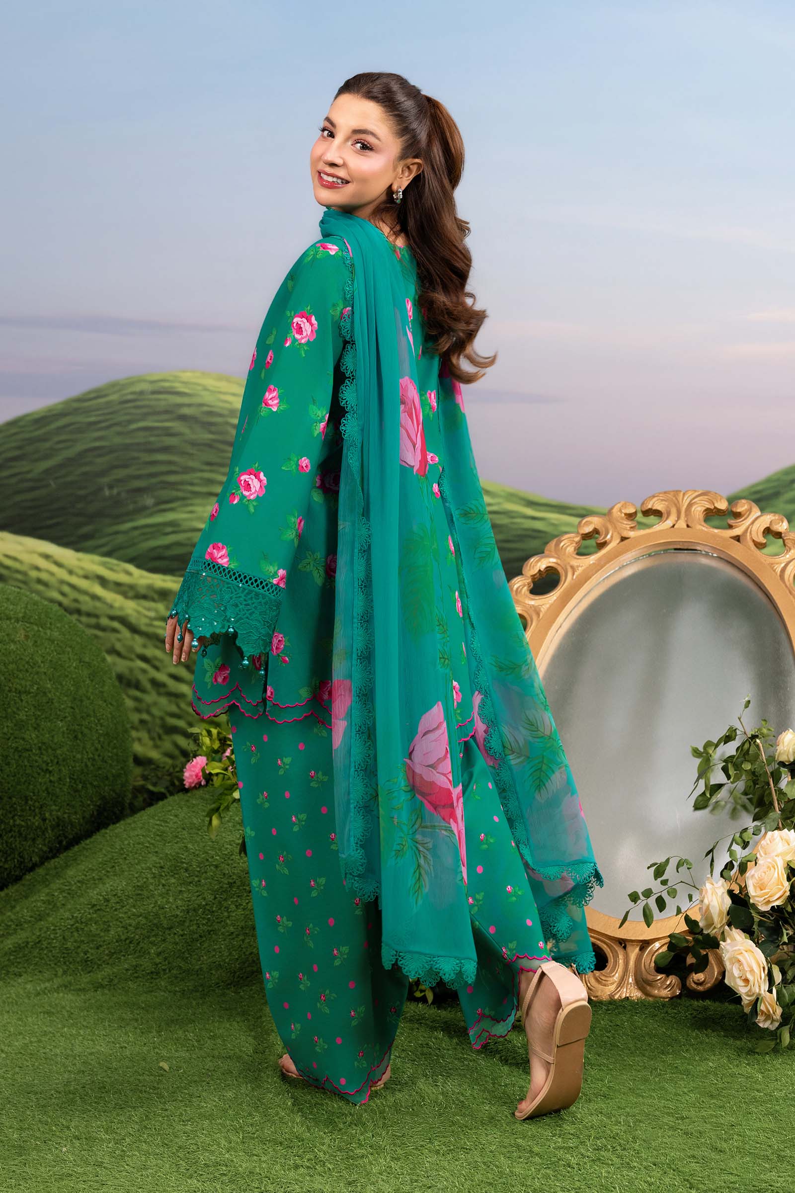 Maria B | M Basics Dreamscape Eid Lawn | MB-CUSV14-09A - by Libasekhas UK - Registered Vendor of : Maria B - 100% Original Designer Dress
