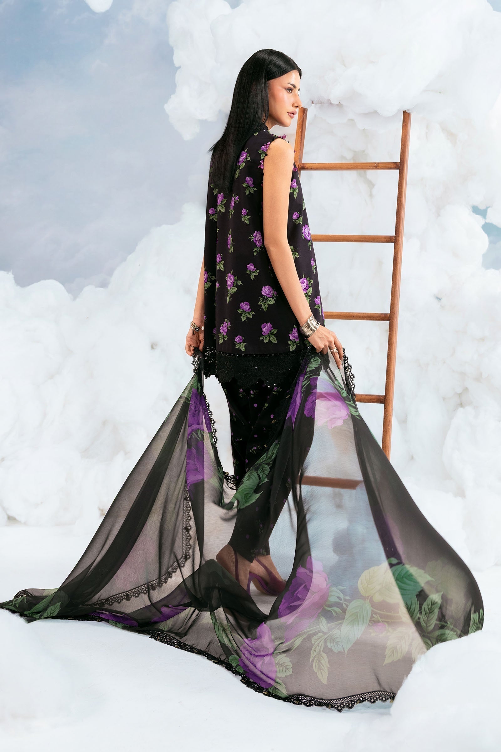 Maria B | M Basics Dreamscape Eid Lawn | MB-CUSV14-09B - by Libasekhas UK - Registered Vendor of : Maria B - 100% Original Designer Dress