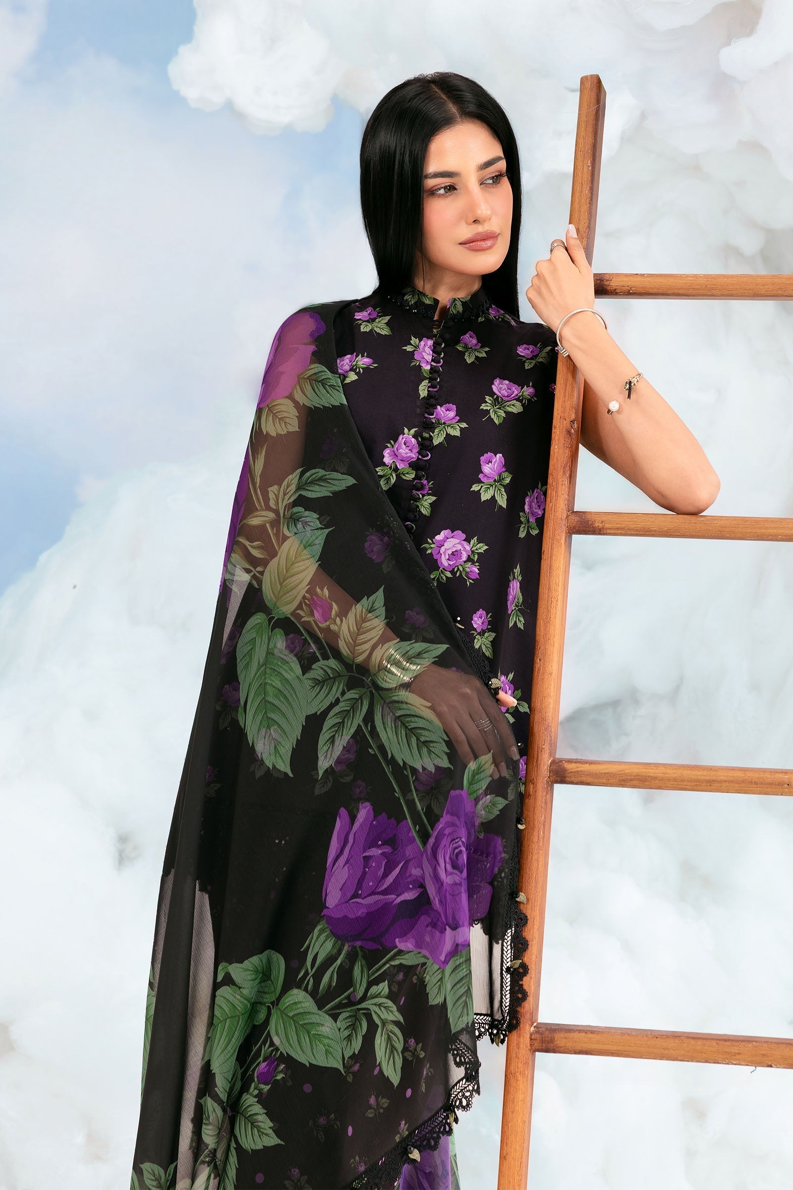 Maria B | M Basics Dreamscape Eid Lawn | MB-CUSV14-09B - by Libasekhas UK - Registered Vendor of : Maria B - 100% Original Designer Dress