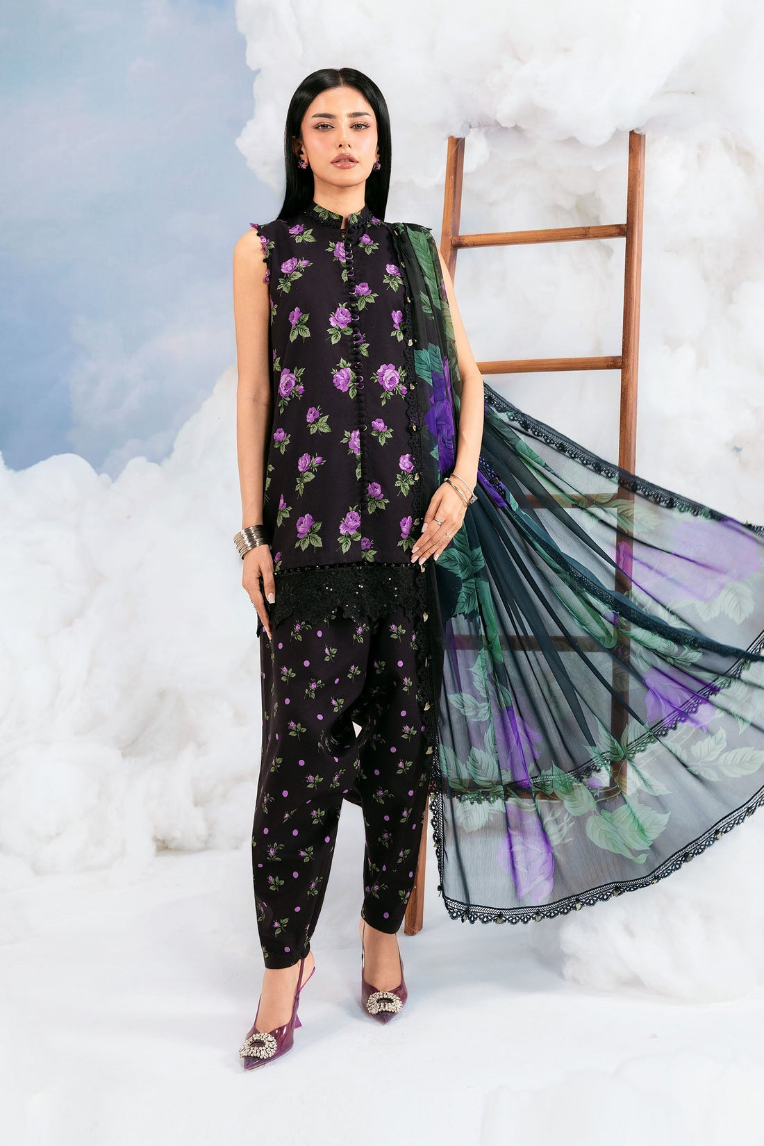 Maria B | M Basics Dreamscape Eid Lawn | MB-CUSV14-09B - by Libasekhas UK - Registered Vendor of : Maria B - 100% Original Designer Dress