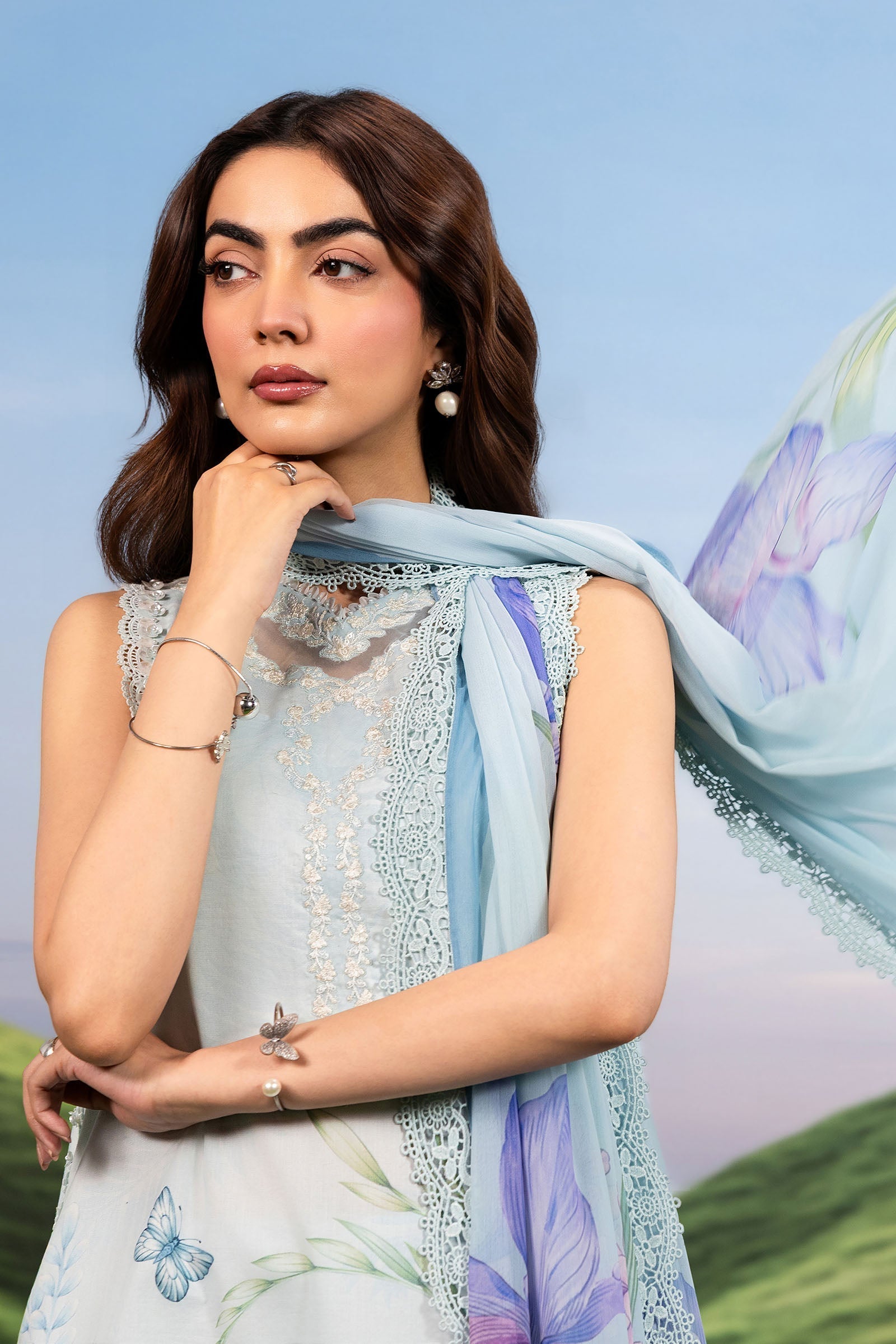 Maria B | M Basics Dreamscape Eid Lawn | MB-CUSV14-10A - by Libasekhas UK - Registered Vendor of : Maria B - 100% Original Designer Dress