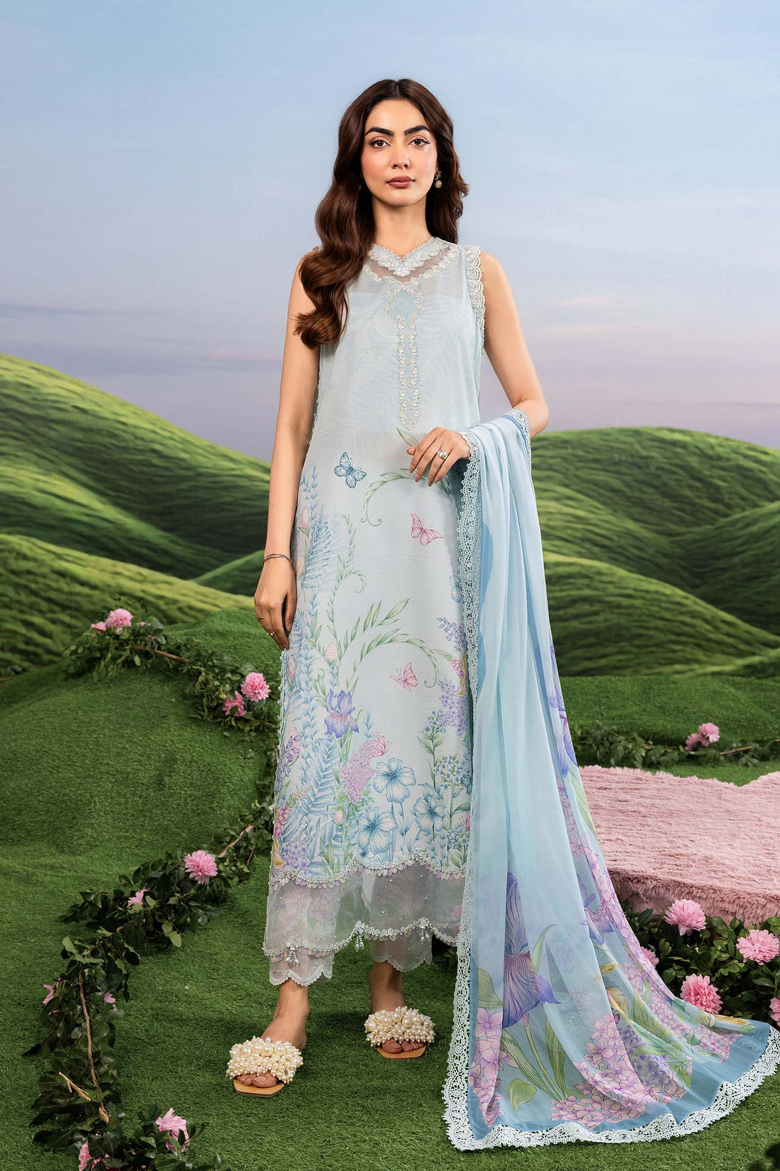 Maria B | M Basics Dreamscape Eid Lawn | MB-CUSV14-10A - by Libasekhas UK - Registered Vendor of : Maria B - 100% Original Designer Dress