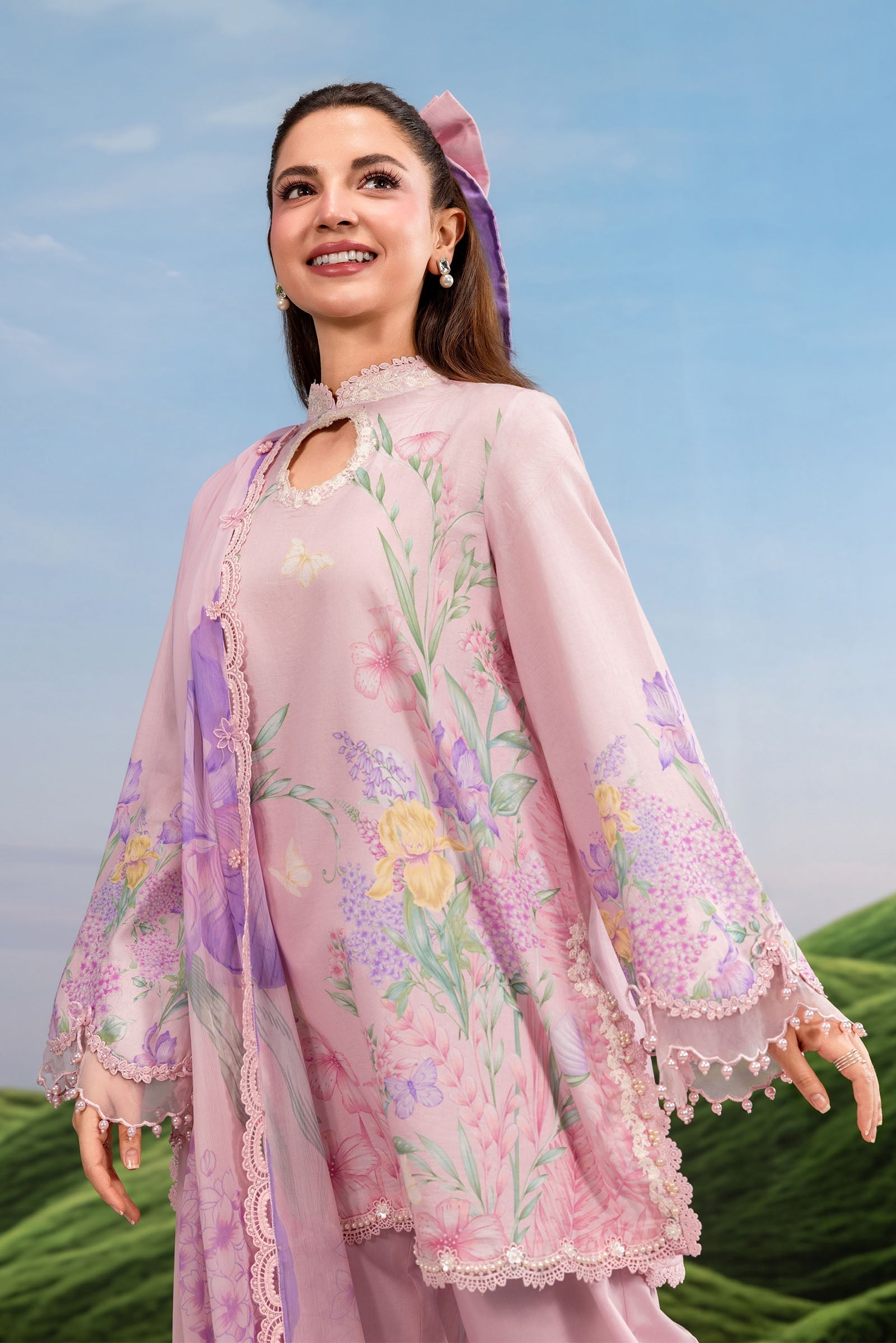 Maria B | M Basics Dreamscape Eid Lawn | MB-CUSV14-10B - by Libasekhas UK - Registered Vendor of : Maria B - 100% Original Designer Dress