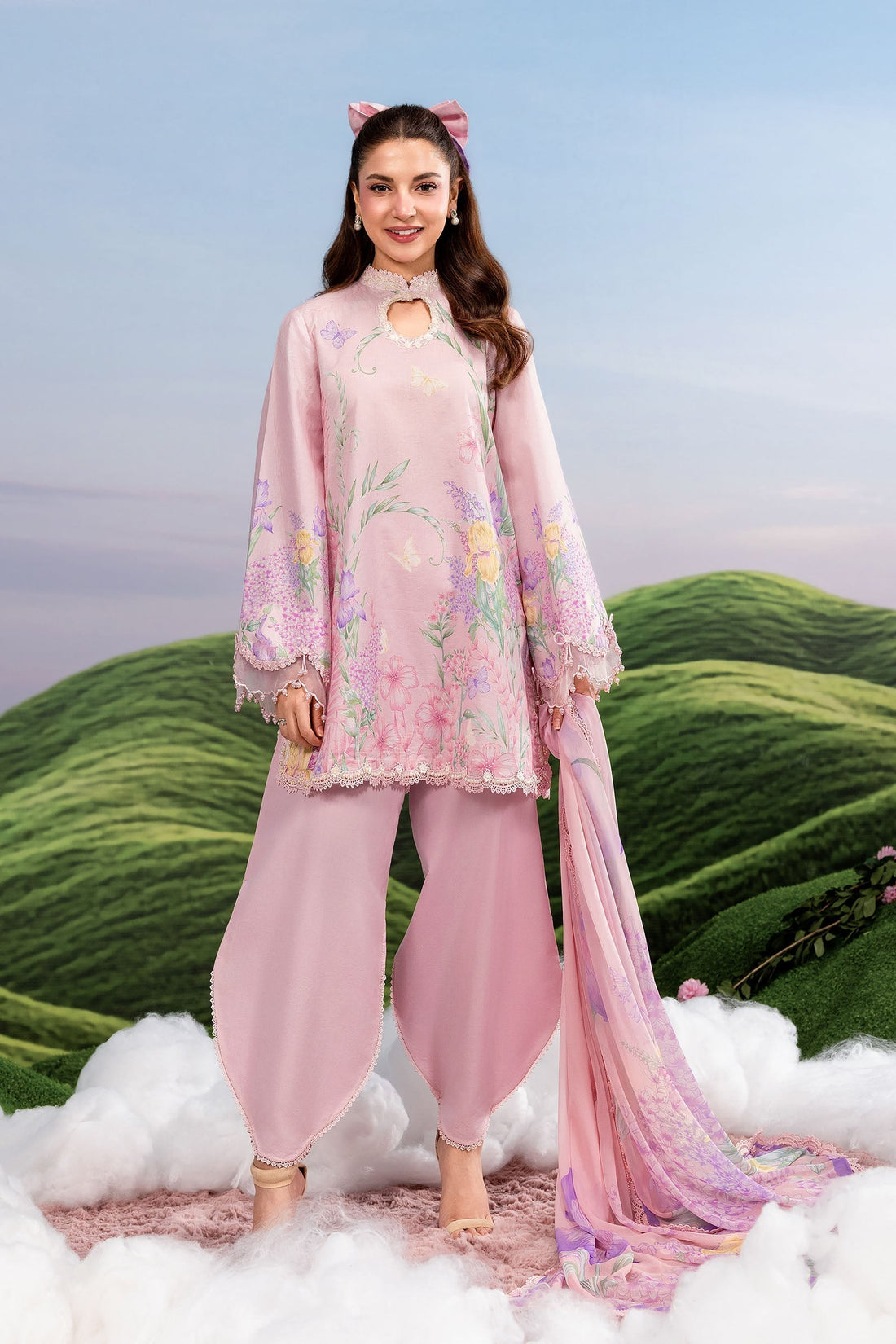 Maria B | M Basics Dreamscape Eid Lawn | MB-CUSV14-10B - by Libasekhas UK - Registered Vendor of : Maria B - 100% Original Designer Dress