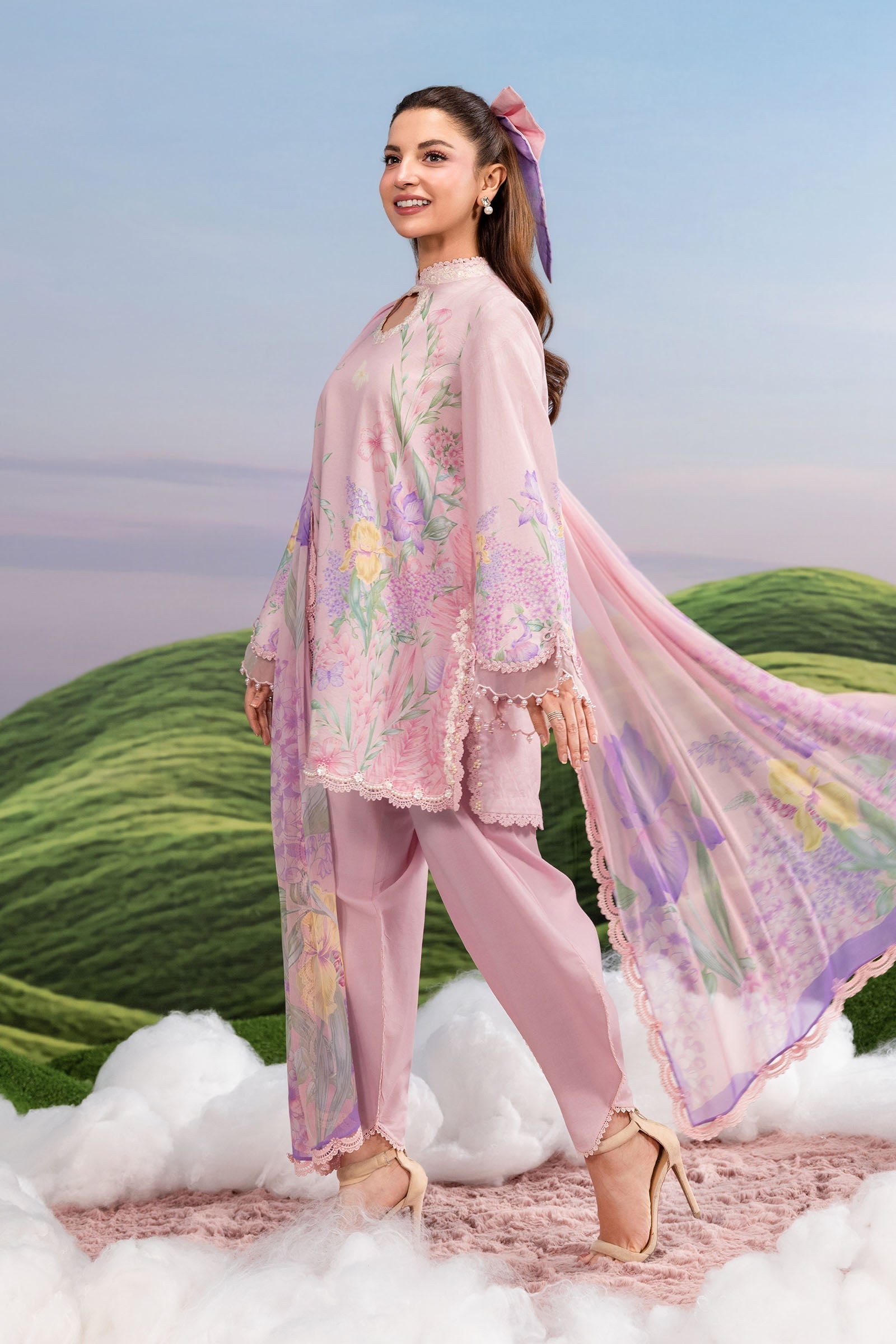 Maria B | M Basics Dreamscape Eid Lawn | MB-CUSV14-10B - by Libasekhas UK - Registered Vendor of : Maria B - 100% Original Designer Dress