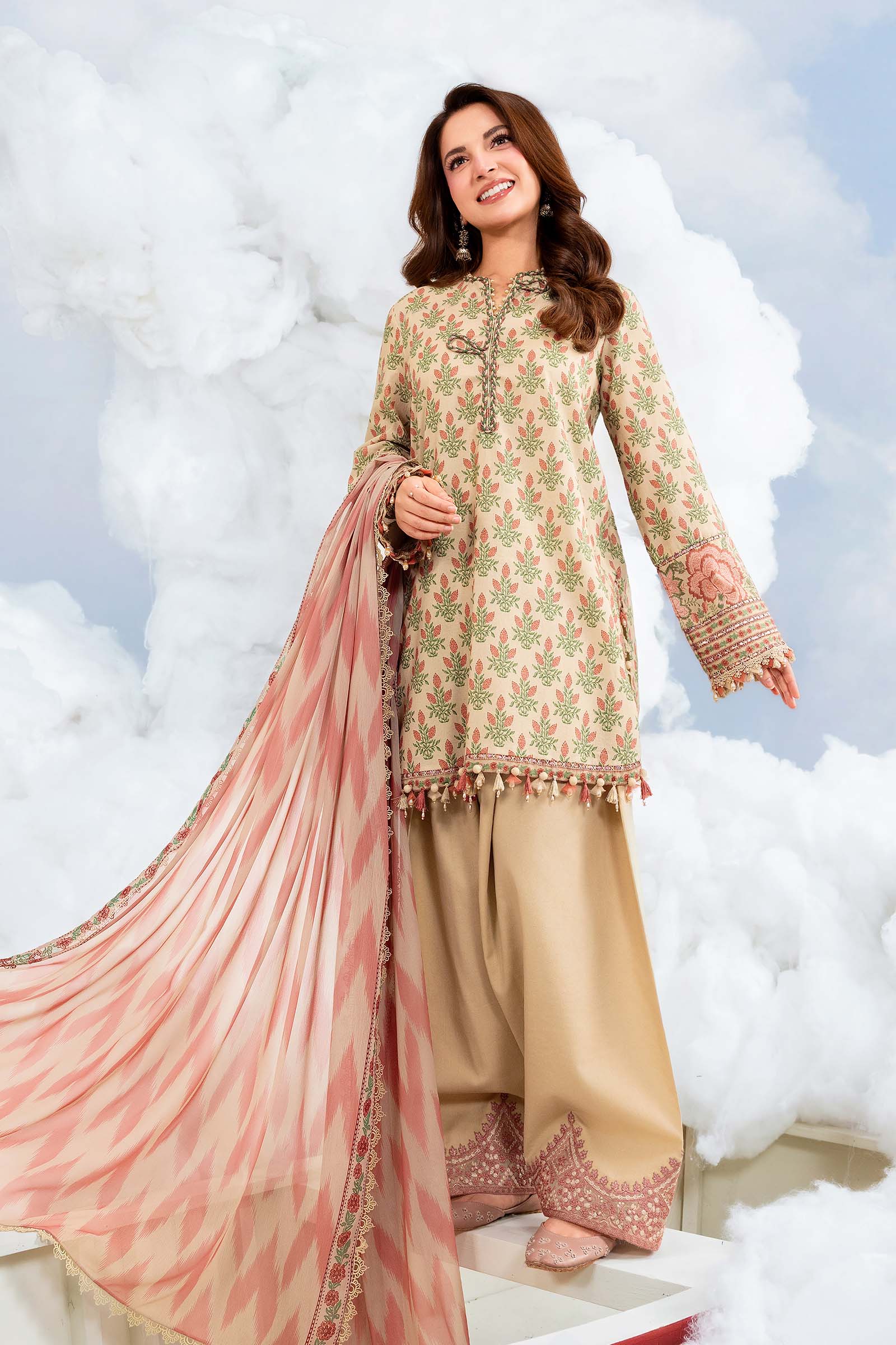 Maria B | M Basics Dreamscape Eid Lawn | MB-CUSV14-12A - by Libasekhas UK - Registered Vendor of : Maria B - 100% Original Designer Dress