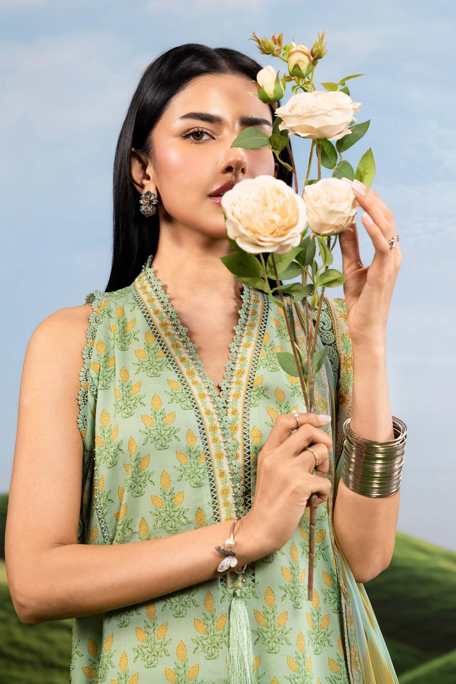 Maria B | M Basics Dreamscape Eid Lawn | MB-CUSV14-12B - by Libasekhas UK - Registered Vendor of : Maria B - 100% Original Designer Dress