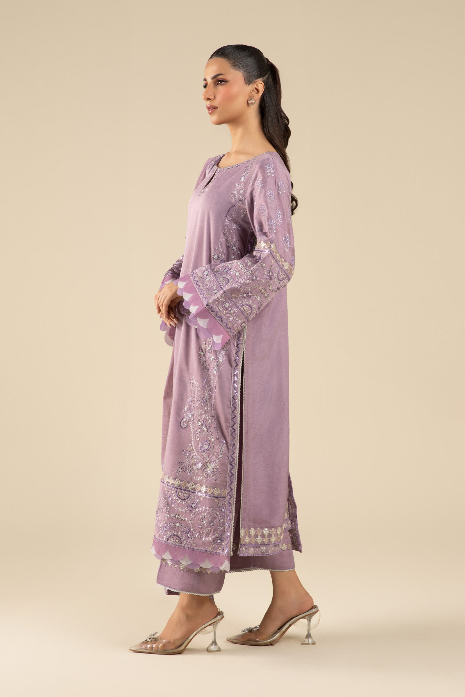 Maria B | Basics RTW | 3 Pc Embroidered Two Tone Silk Suit | MB-FS25-17 - by - Libasekhas UK - Registered Vendor of : Maria B - 100% Original Designer Dresss