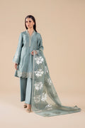 Maria B | Basics RTW | 3 Pc Embroidered Two Tone Lurex Silk Suit | MB-FS25-28 - by - Libasekhas UK - Registered Vendor of : Maria B - 100% Original Designer Dresss