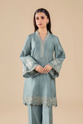 Maria B | Basics RTW | 3 Pc Embroidered Two Tone Lurex Silk Suit | MB-FS25-28 - by - Libasekhas UK - Registered Vendor of : Maria B - 100% Original Designer Dresss