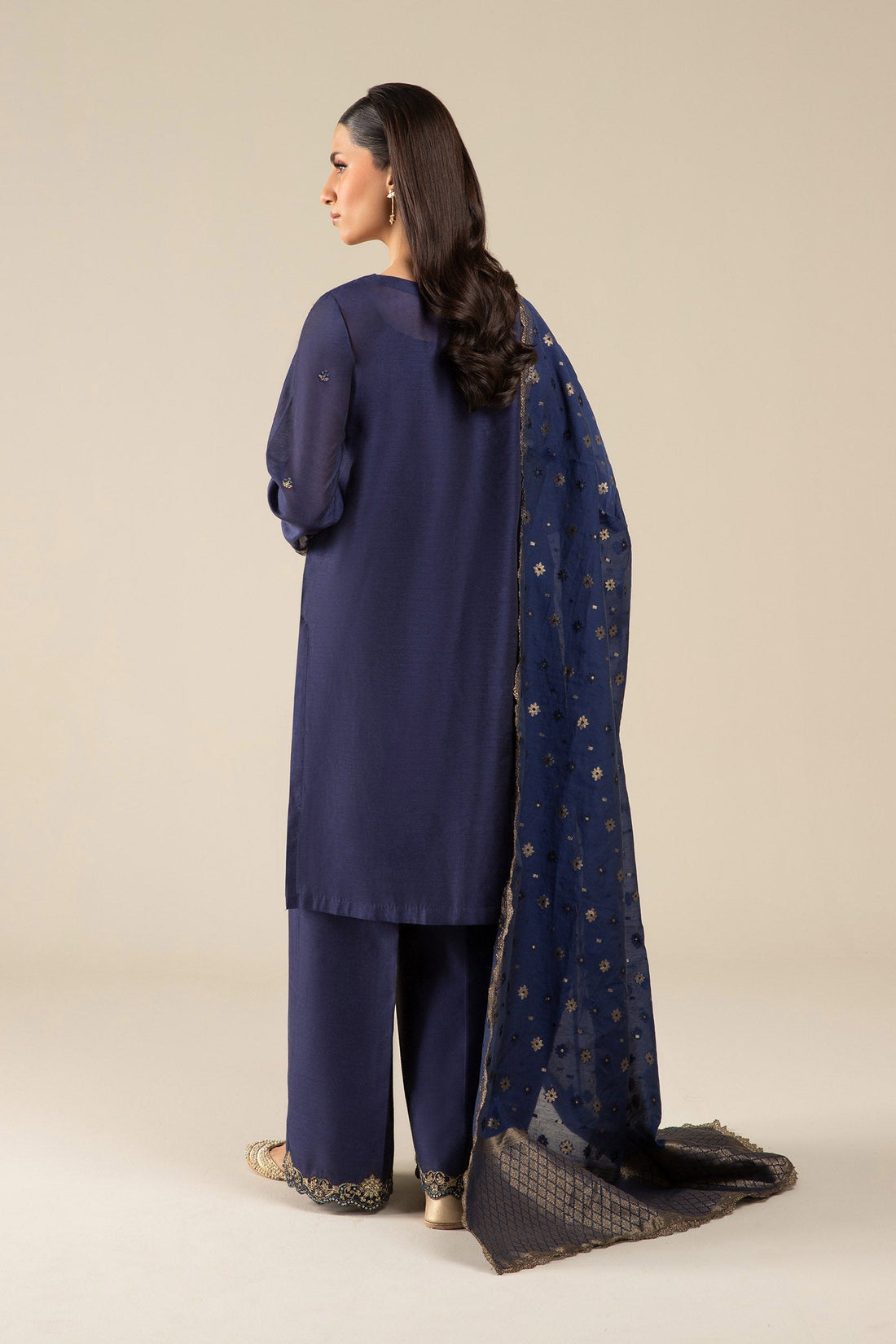 Maria B | Basics RTW | 3 Pc Embroidered Two Tone Silk Suit | MB-FS25-30 - by - Libasekhas UK - Registered Vendor of : Maria B - 100% Original Designer Dresss