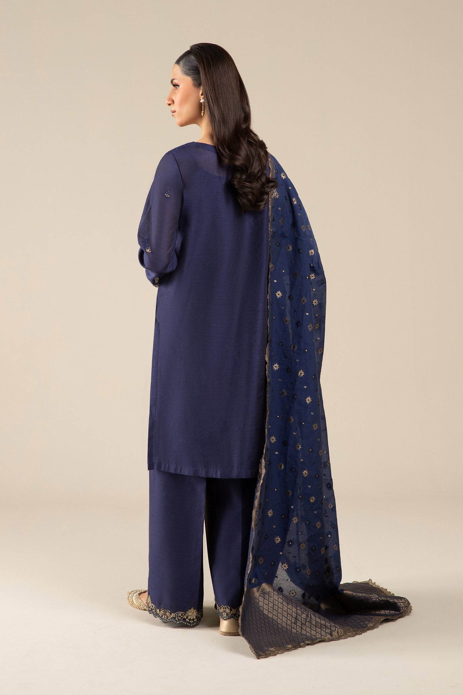 Maria B | Basics RTW | 3 Pc Embroidered Two Tone Silk Suit | MB-FS25-30 - by - Libasekhas UK - Registered Vendor of : Maria B - 100% Original Designer Dresss