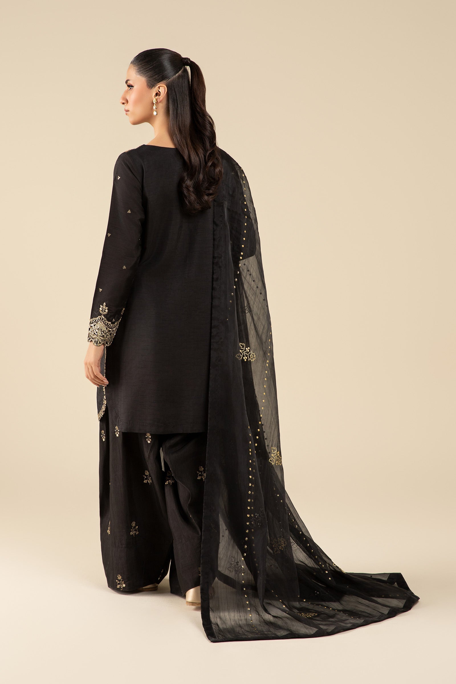 Maria B | Basics RTW | 3 Pc Embroidered Raw Silk Suit | MB-FS25-32-B - by - Libasekhas UK - Registered Vendor of : Maria B - 100% Original Designer Dresss