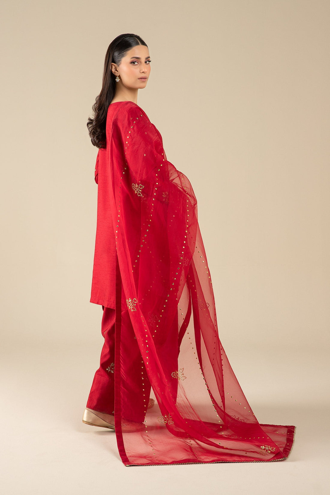 Maria B | Basics RTW | 3 Pc Embroidered Raw Silk Suit | MB-FS25-32 - by - Libasekhas UK - Registered Vendor of : Maria B - 100% Original Designer Dresss