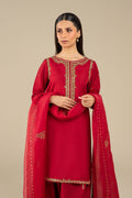 Maria B | Basics RTW | 3 Pc Embroidered Raw Silk Suit | MB-FS25-32 - by - Libasekhas UK - Registered Vendor of : Maria B - 100% Original Designer Dresss