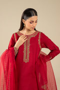 Maria B | Basics RTW | 3 Pc Embroidered Raw Silk Suit | MB-FS25-32 - by - Libasekhas UK - Registered Vendor of : Maria B - 100% Original Designer Dresss