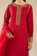 Maria B | Basics RTW | 3 Pc Embroidered Raw Silk Suit | MB-FS25-32 - by - Libasekhas UK - Registered Vendor of : Maria B - 100% Original Designer Dresss