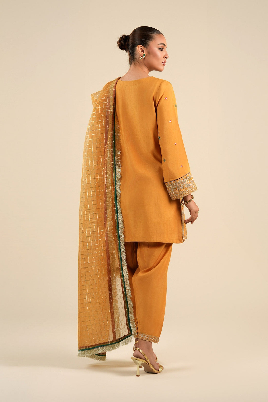 Maria B | Basics RTW | 3 Pc Embroidered Raw Silk Suit | MB-FS25-33 - by - Libasekhas UK - Registered Vendor of : Maria B - 100% Original Designer Dresss