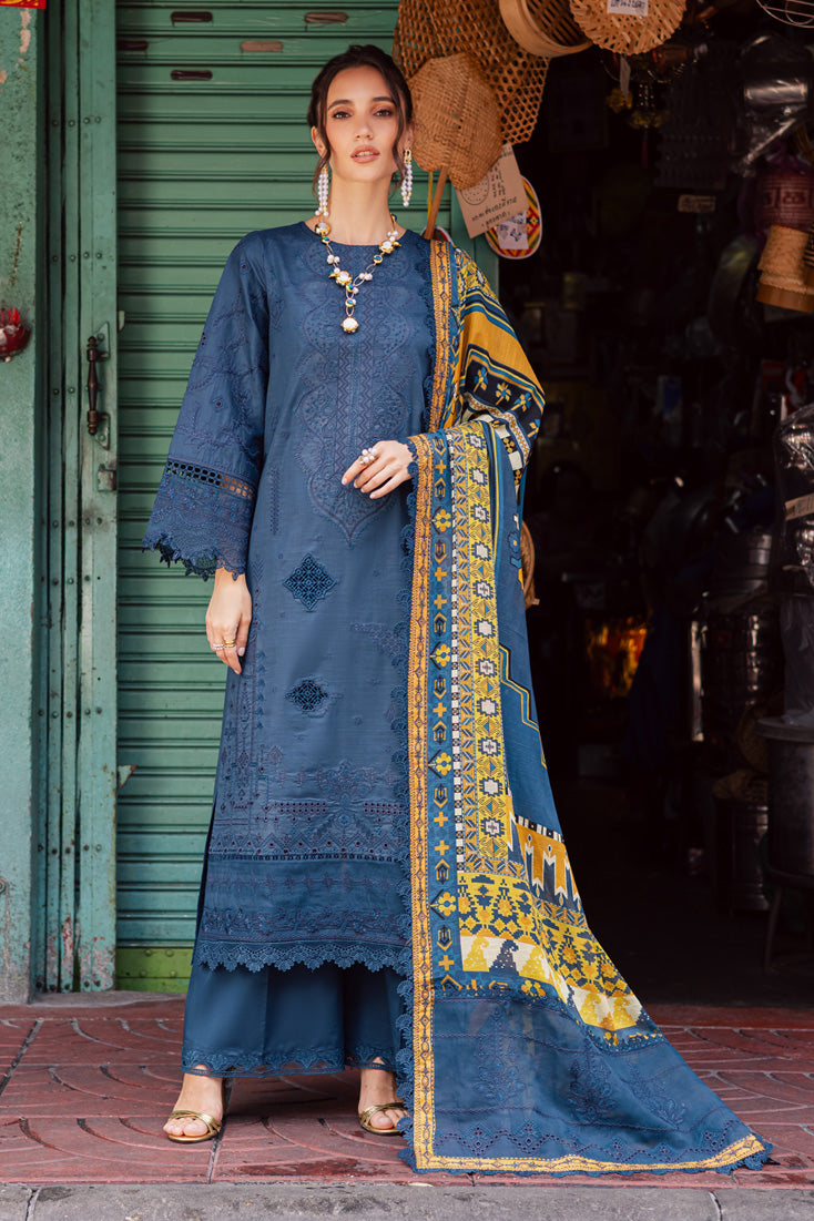 Marjjan | Carnation Lawn | MBL-13 A (TEAL BLUE) - by - Libasekhas UK - Registered Vendor of : Marjjan - 100% Original Designer Dresss