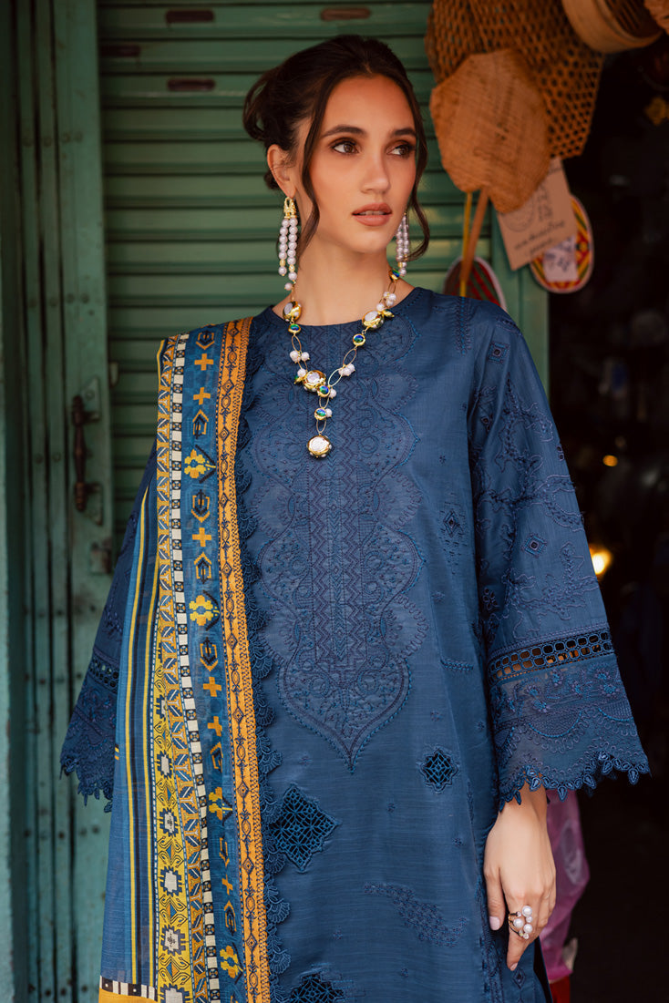 Marjjan | Carnation Lawn | MBL-13 A (TEAL BLUE) - by - Libasekhas UK - Registered Vendor of : Marjjan - 100% Original Designer Dresss