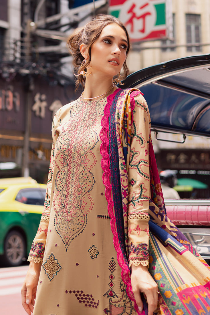 Marjjan | Carnation Lawn | MBL-13 B (BEIGE) - by - Libasekhas UK - Registered Vendor of : Marjjan - 100% Original Designer Dresss