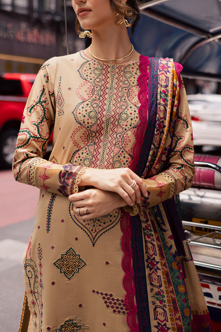 Marjjan | Carnation Lawn | MBL-13 B (BEIGE) - by - Libasekhas UK - Registered Vendor of : Marjjan - 100% Original Designer Dresss