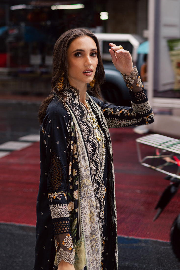 Marjjan | Carnation Lawn | MBL-14 A (BLACK) - by - Libasekhas UK - Registered Vendor of : Marjjan - 100% Original Designer Dresss