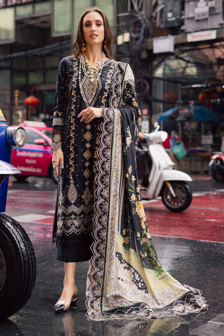 Marjjan | Carnation Lawn | MBL-14 A (BLACK) - by - Libasekhas UK - Registered Vendor of : Marjjan - 100% Original Designer Dresss