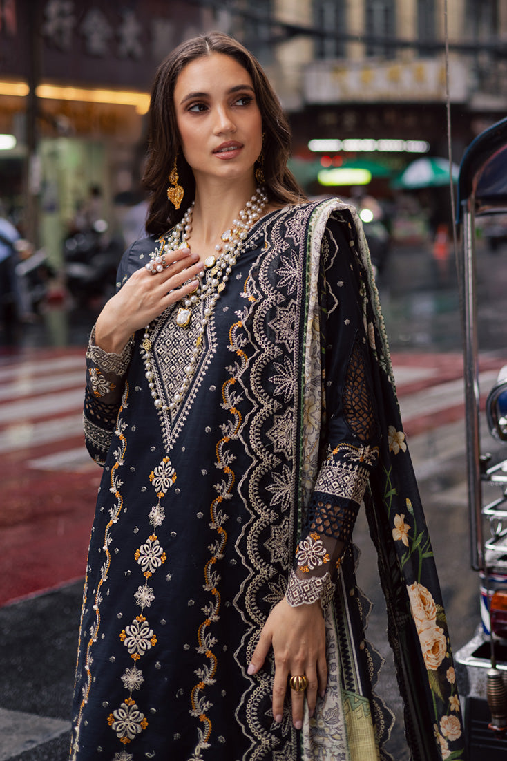 Marjjan | Carnation Lawn | MBL-14 A (BLACK) - by - Libasekhas UK - Registered Vendor of : Marjjan - 100% Original Designer Dresss