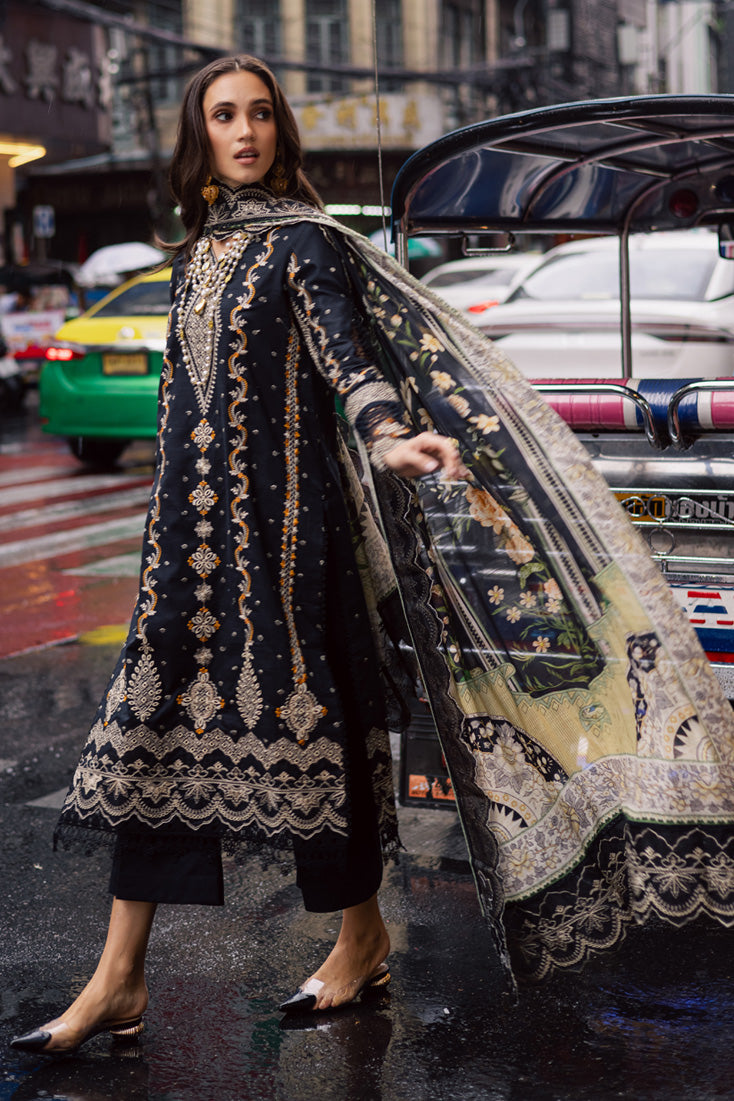 Marjjan | Carnation Lawn | MBL-14 A (BLACK) - by - Libasekhas UK - Registered Vendor of : Marjjan - 100% Original Designer Dresss