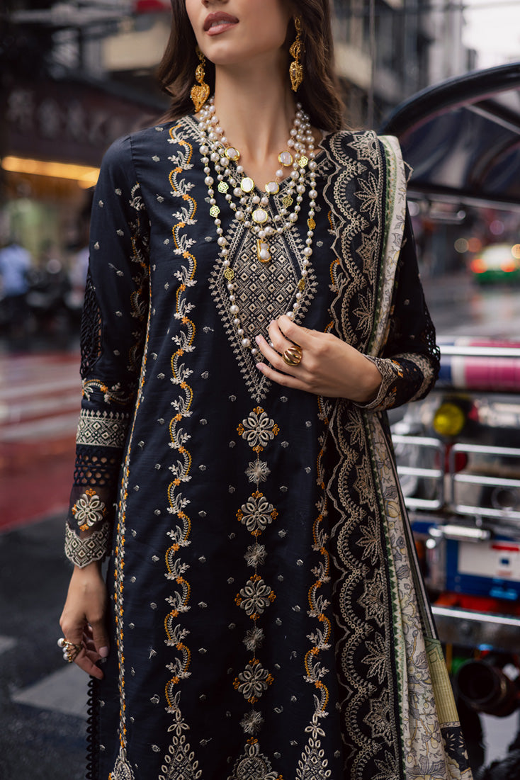 Marjjan | Carnation Lawn | MBL-14 A (BLACK) - by - Libasekhas UK - Registered Vendor of : Marjjan - 100% Original Designer Dresss