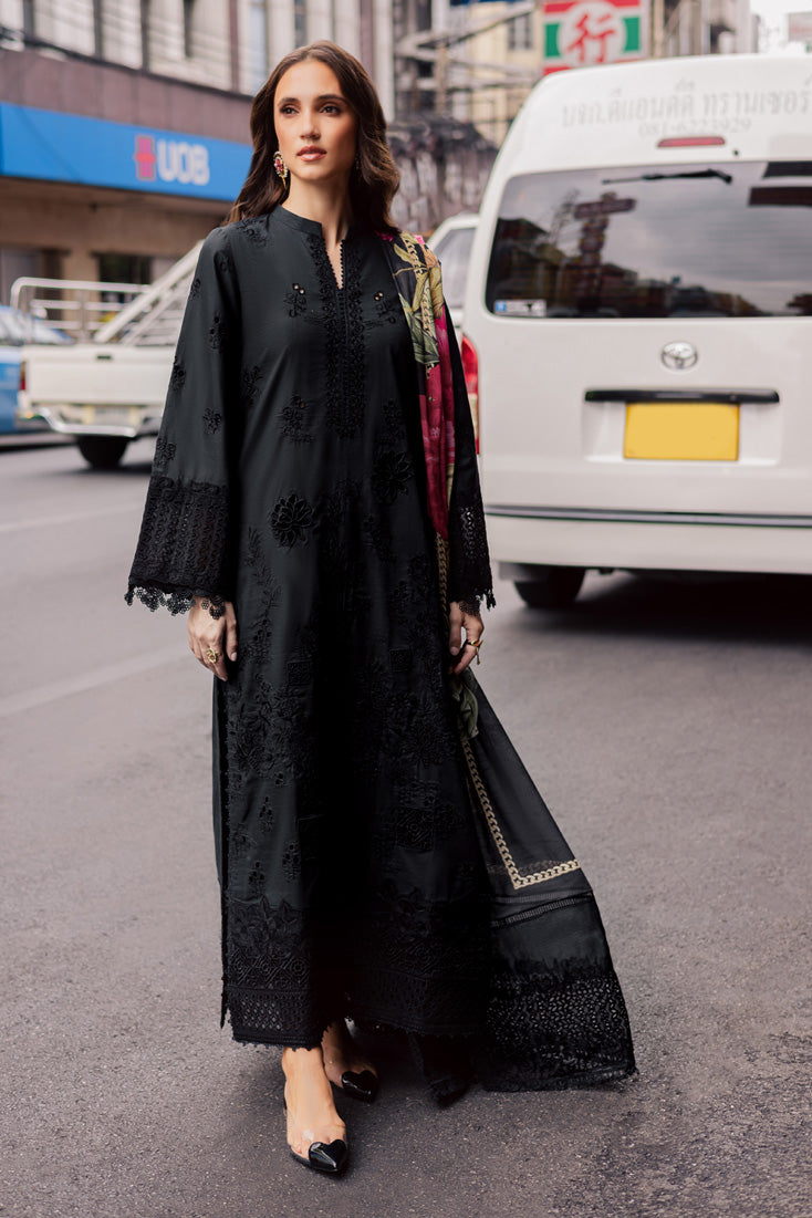 Marjjan | Carnation Lawn | MBL-16 B (BLACK) - by - Libasekhas UK - Registered Vendor of : Marjjan - 100% Original Designer Dresss