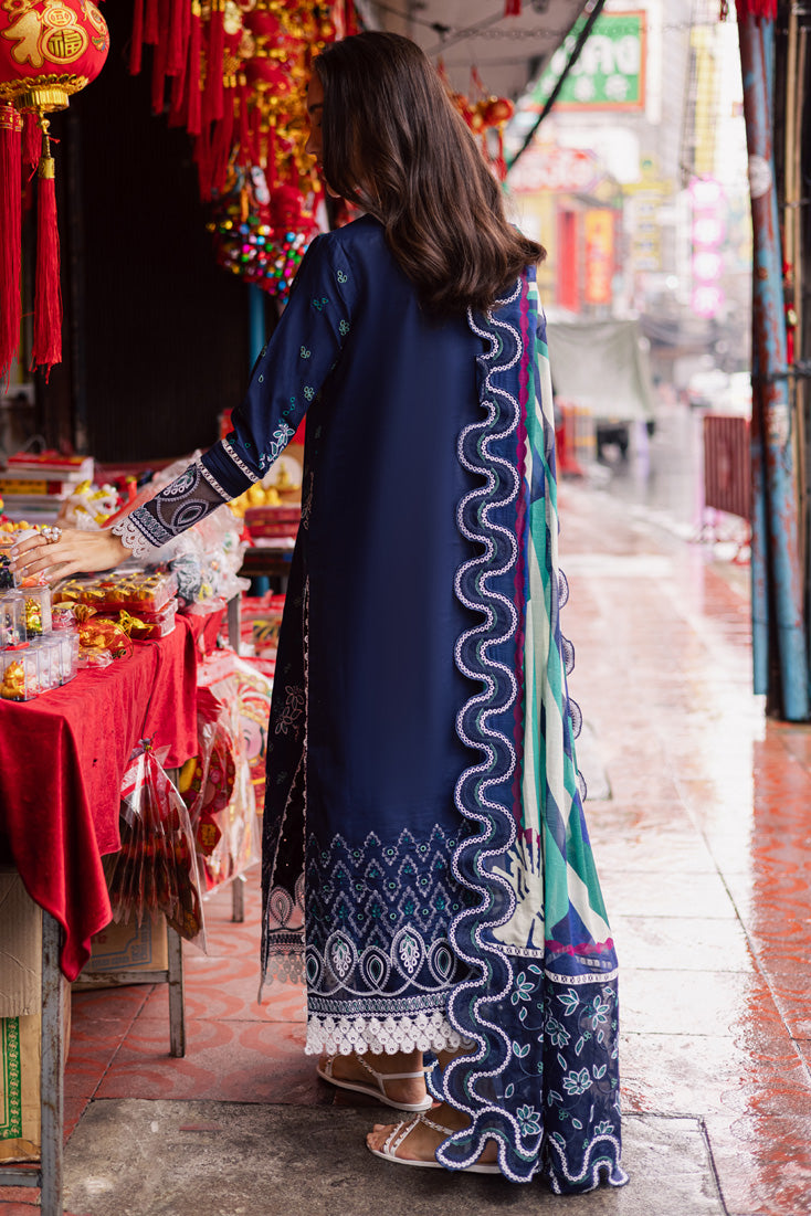 Marjjan | Carnation Lawn | MBL-17 A (NAVY BLUE) - by - Libasekhas UK - Registered Vendor of : Marjjan - 100% Original Designer Dresss