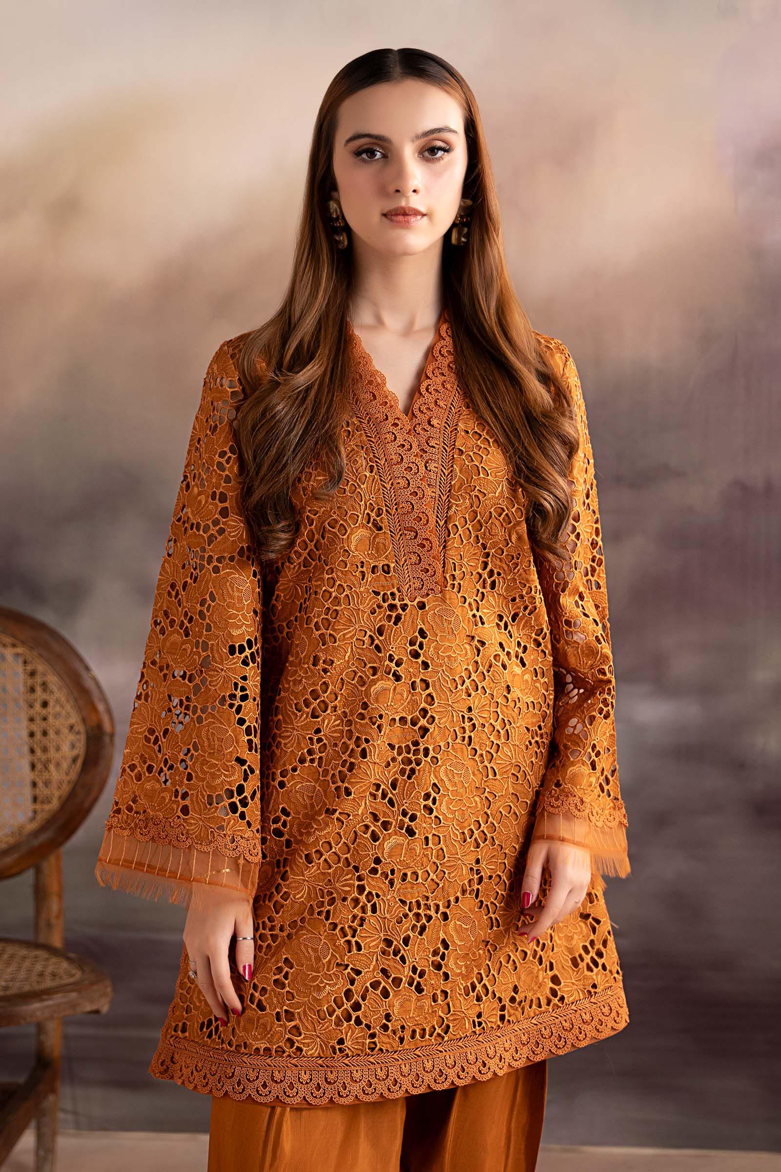 Maria B | Pre Fall Dresses | MBS-W25-17 RU S / Rust / Silk