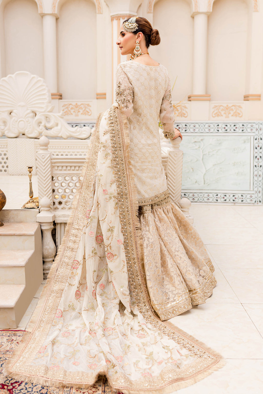 Maria B | Bridal Couture | Ivory Gold MC-906 - by - Libasekhas UK - Registered Vendor of : Maria B - 100% Original Designer Dresss