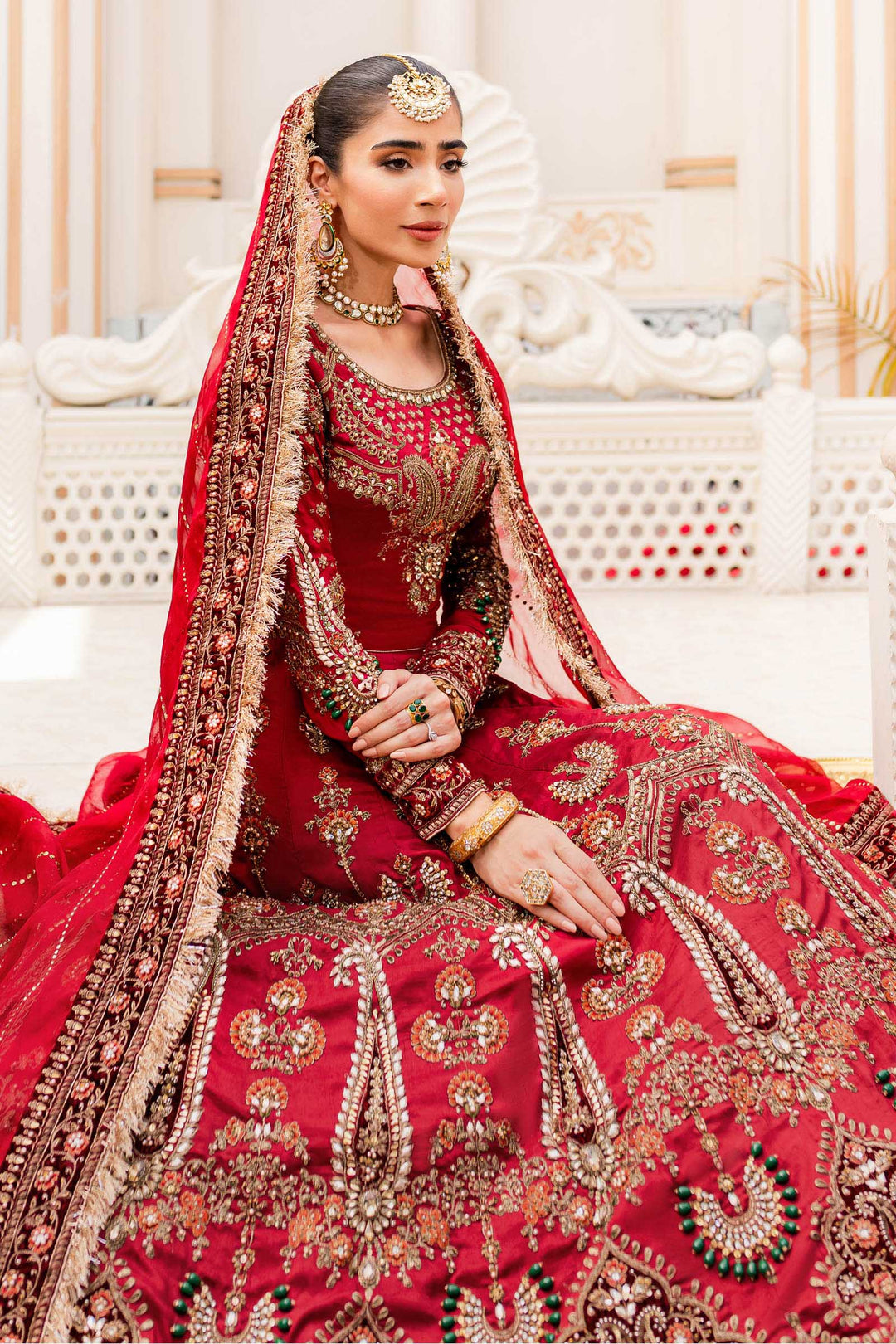 Maria B | Bridal Couture | Deep Red MC-907 - by - Libasekhas UK - Registered Vendor of : Maria B - 100% Original Designer Dresss