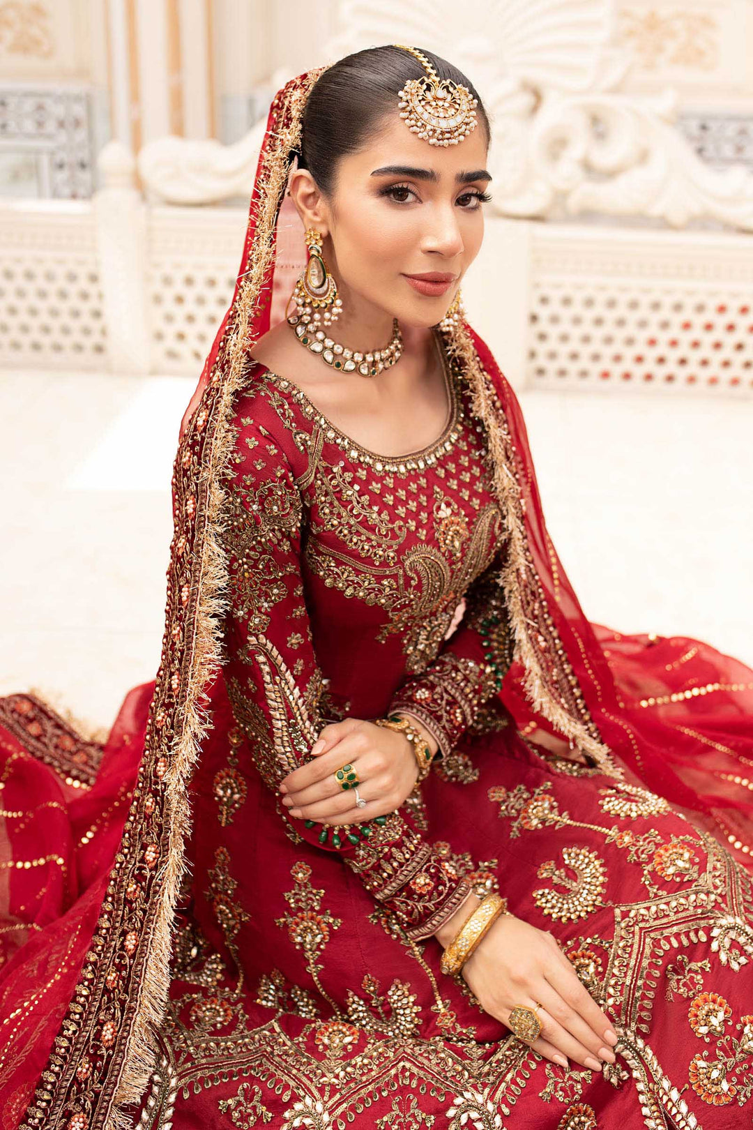 Maria B | Bridal Couture | Deep Red MC-907 - by - Libasekhas UK - Registered Vendor of : Maria B - 100% Original Designer Dresss