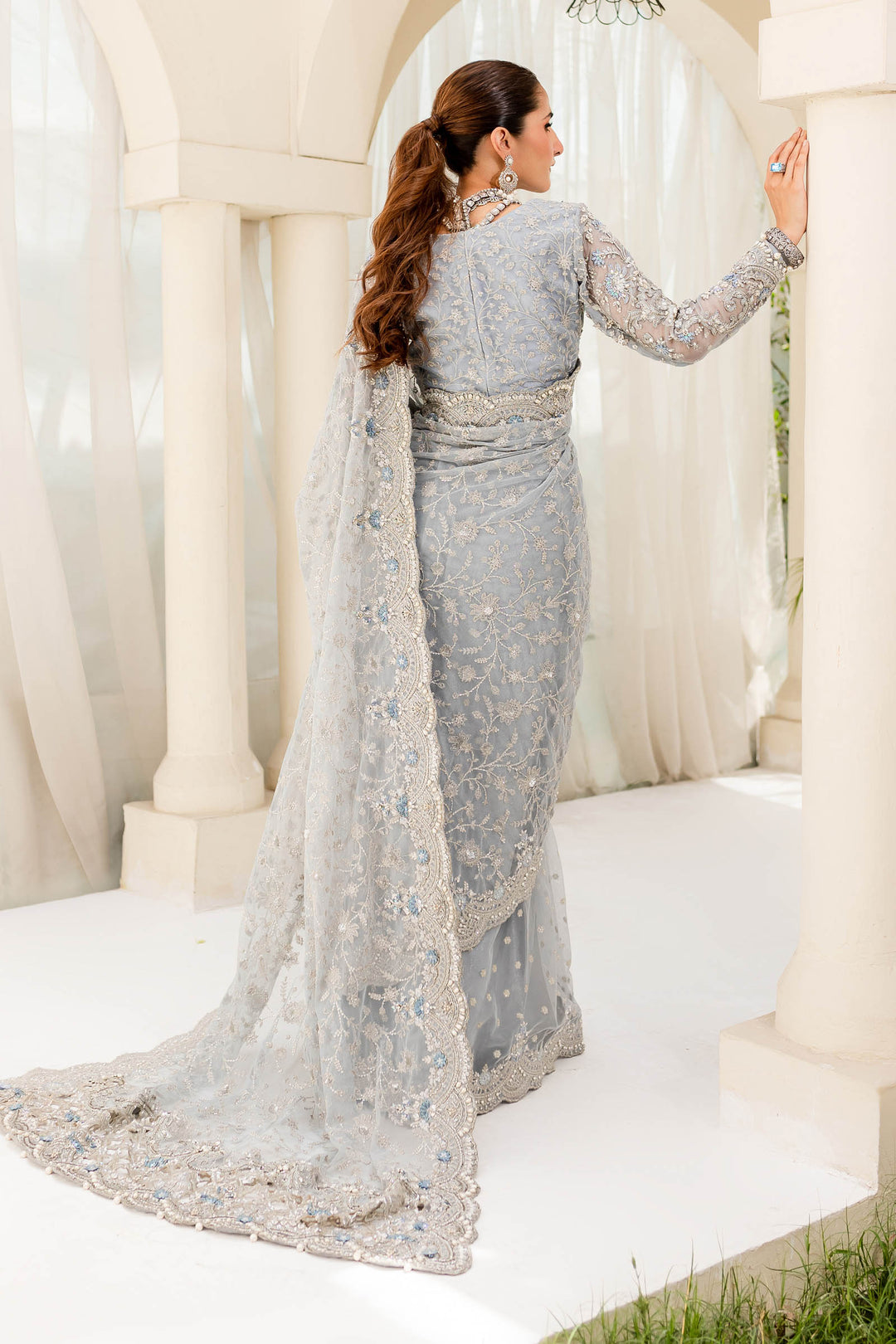 Maria B | Bridal Couture | Ice Blue MC-908 - by - Libasekhas UK - Registered Vendor of : Maria B - 100% Original Designer Dresss
