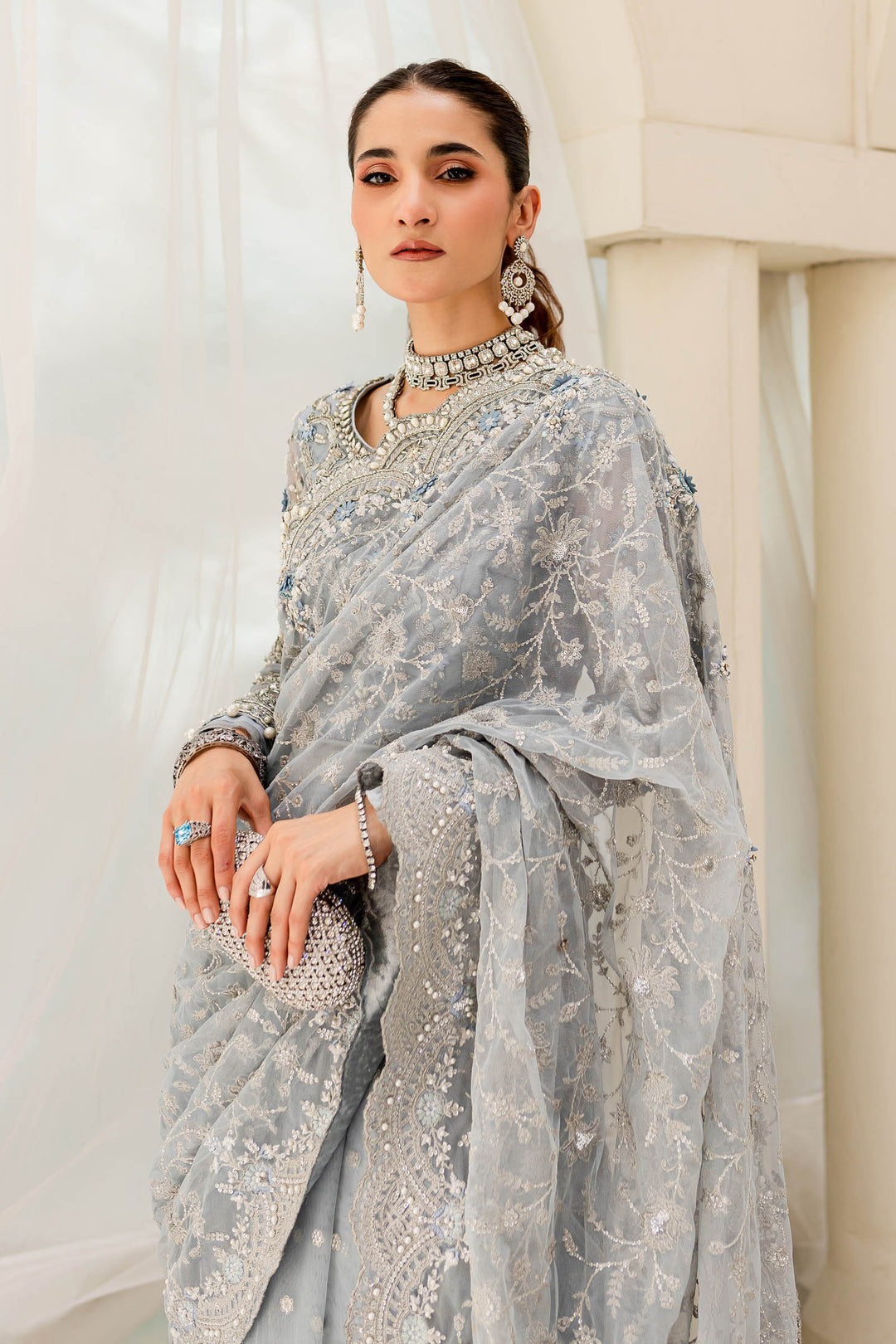Maria B | Bridal Couture | Ice Blue MC-908 - by - Libasekhas UK - Registered Vendor of : Maria B - 100% Original Designer Dresss