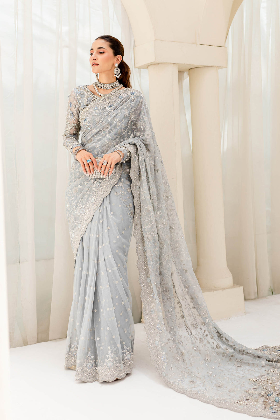 Maria B | Bridal Couture | Ice Blue MC-908 - by - Libasekhas UK - Registered Vendor of : Maria B - 100% Original Designer Dresss