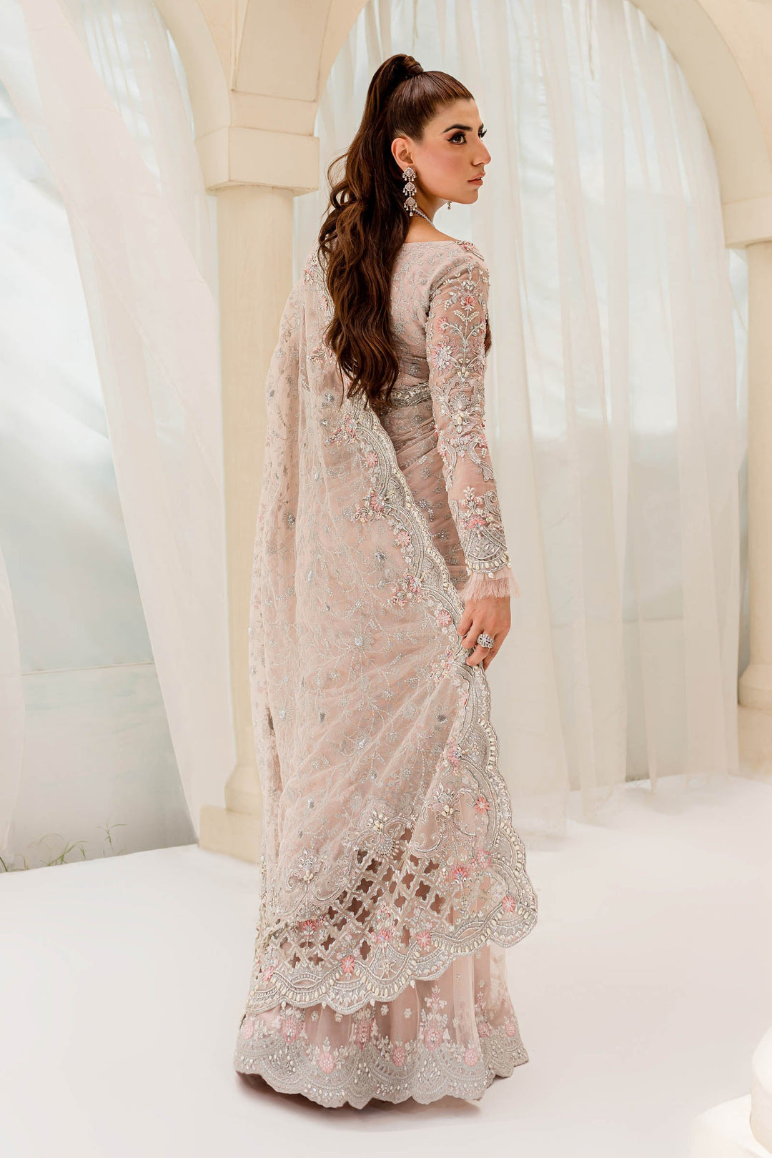 Maria B | Bridal Couture | Pale Pink MC-909 - by - Libasekhas UK - Registered Vendor of : Maria B - 100% Original Designer Dresss