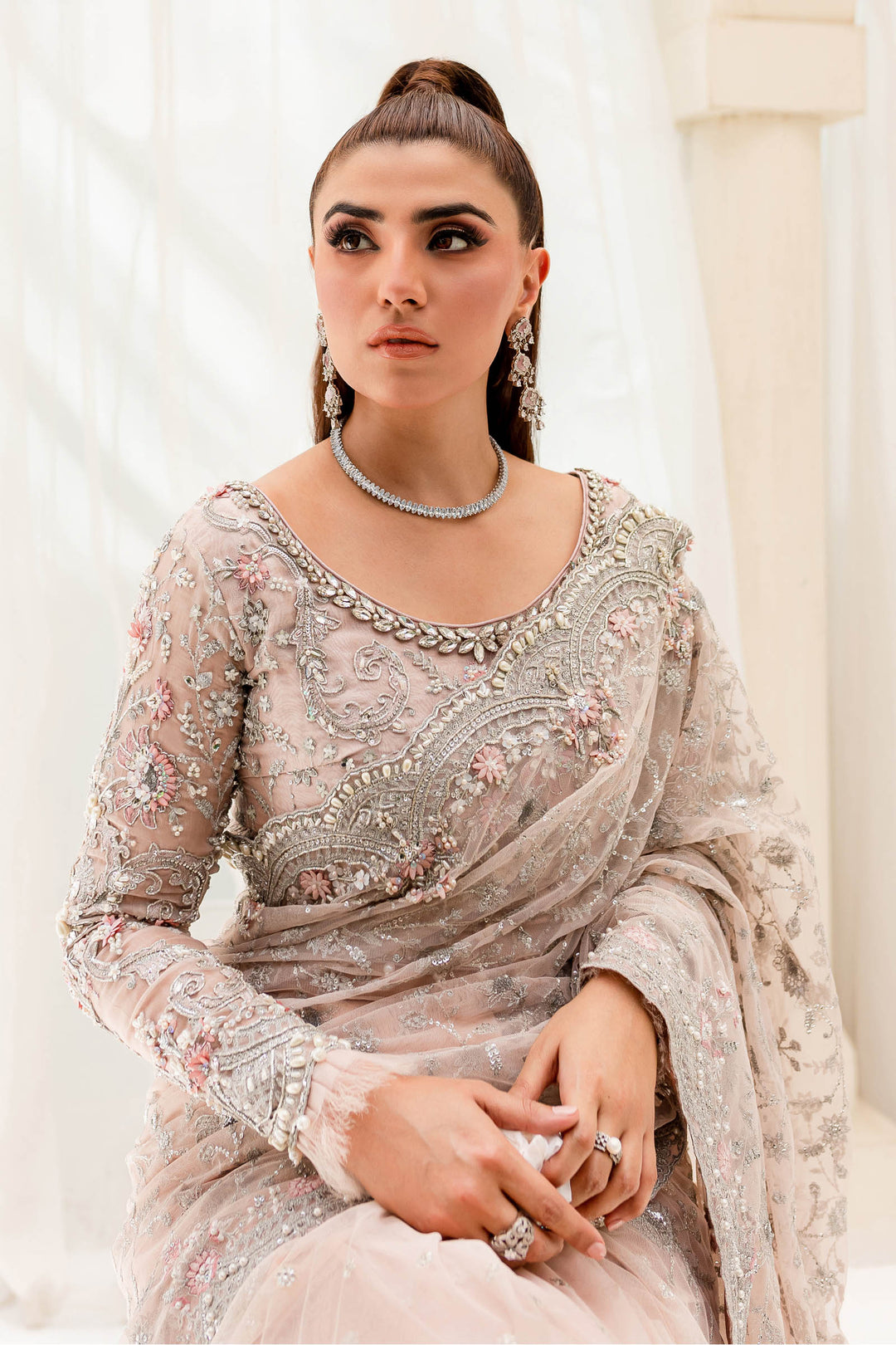 Maria B | Bridal Couture | Pale Pink MC-909 - by - Libasekhas UK - Registered Vendor of : Maria B - 100% Original Designer Dresss