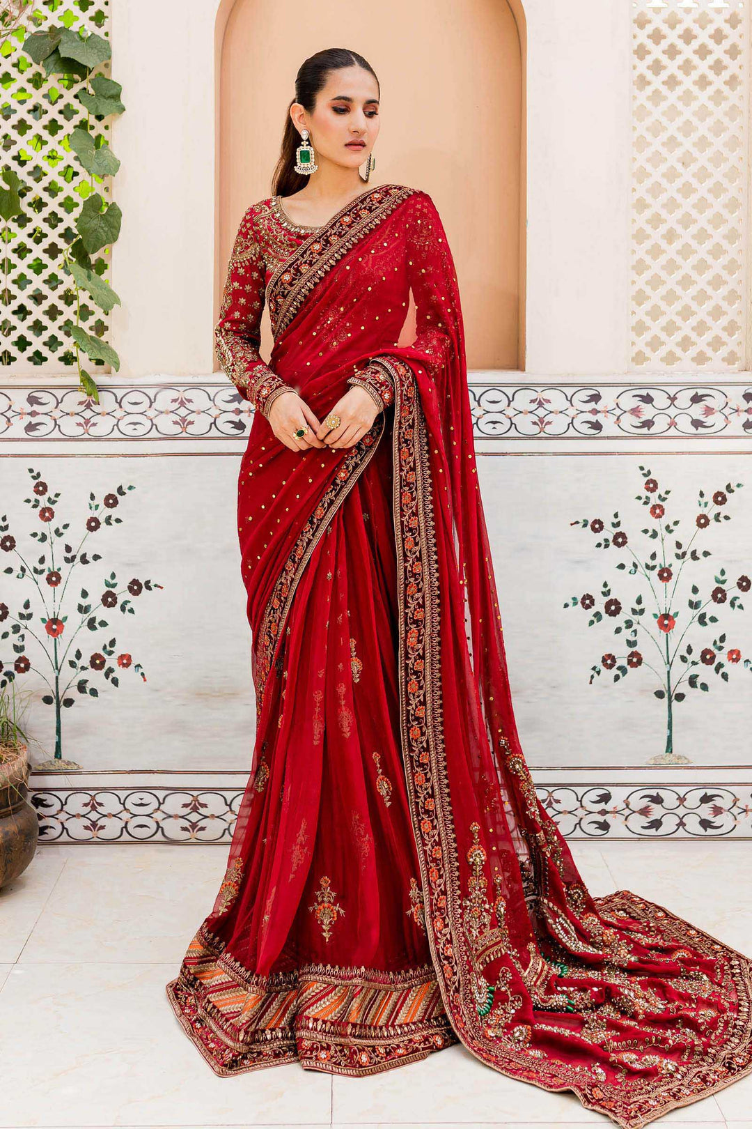 Maria B | Bridal Couture | Deep Red MC-910 - by - Libasekhas UK - Registered Vendor of : Maria B - 100% Original Designer Dresss