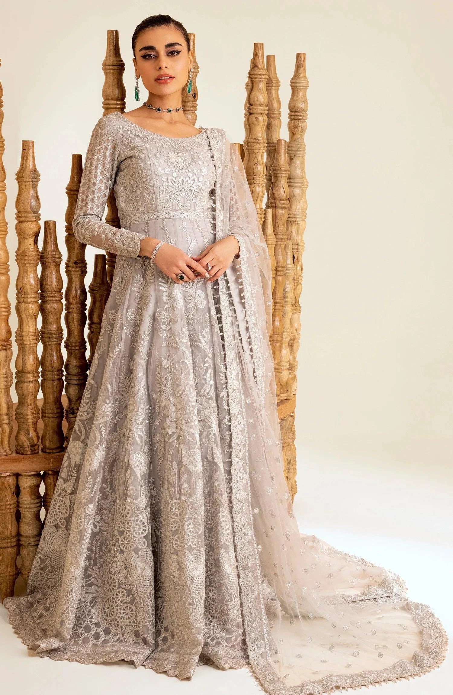 Maryum N Maria | The Brides 23 | Silver Thorn (MS23-535) - by - Libasekhas UK - Registered Vendor of : Maryum N Maria - 100% Original Designer Dresss